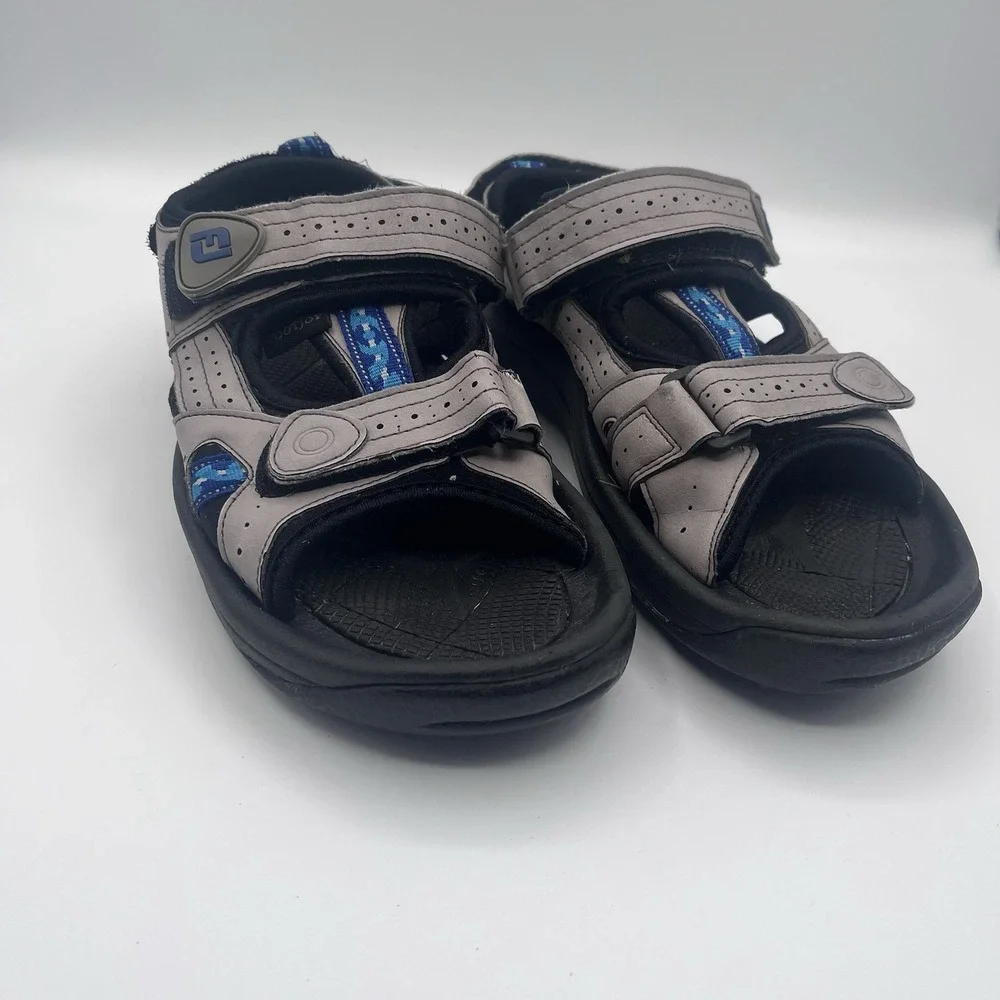 FootJoy Men's Golf Sandals Size 8M 48443 Gray Black‎ Blue Adjustable Spikes